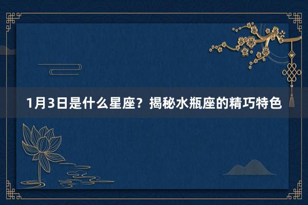 1月3日是什么星座？揭秘水瓶座的精巧特色